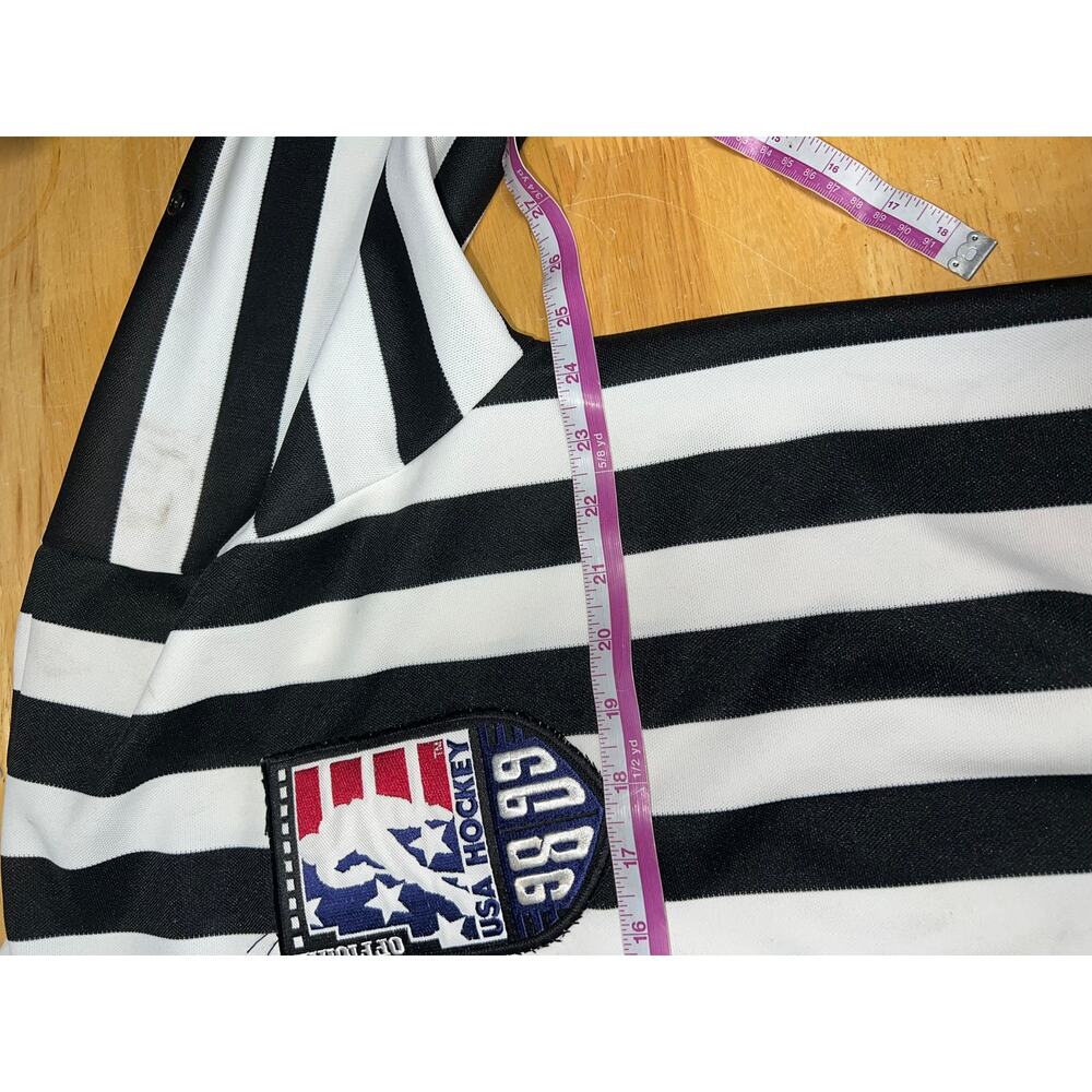 Vintage USA Hockey Referee Jersey Official Black White Long Sleeve 98 90s VTG XL - Picture 11 of 12